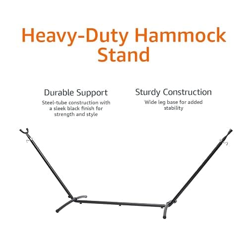 Amazon Basics 2 Person Heavy Duty Portable Sturdy Hammock Stand for Outside, Easy Assembly, Includes Carrying Case, 9 foot, Black thumbnail 4