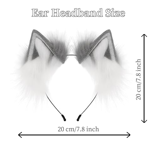 Fox Wolf Cat Ears and Tail Set Cosplay Costume Furry Fox Tail Keychain Therian Stuff Costume thumbnail 3