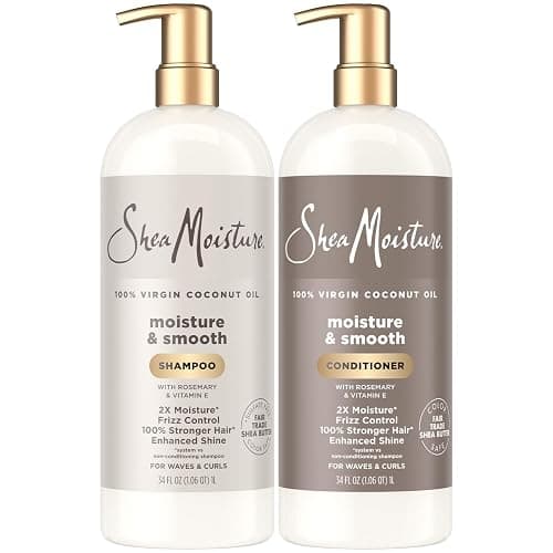 SheaMoisture Shampoo & Conditioner, Moisture & Smooth for Wavy, Curly Hair Strengthening & Frizz Control, 34 Oz Ea - Image 1