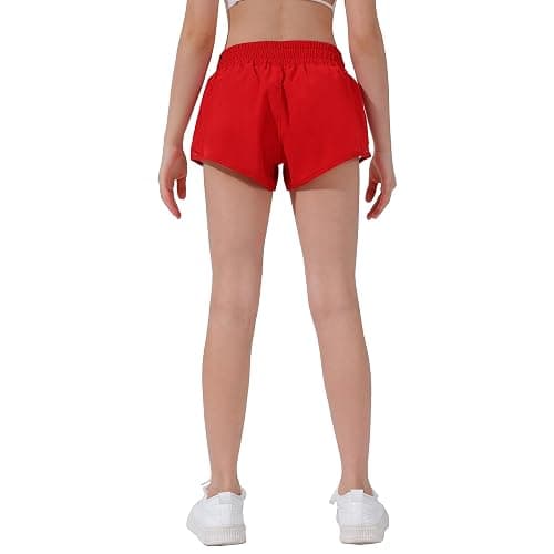 Aurefin Girls Athletic Shorts, Lightweight Running Shorts for Teen Girls Kids Sports Active Short with Zip Pocket and Elastic thumbnail 4