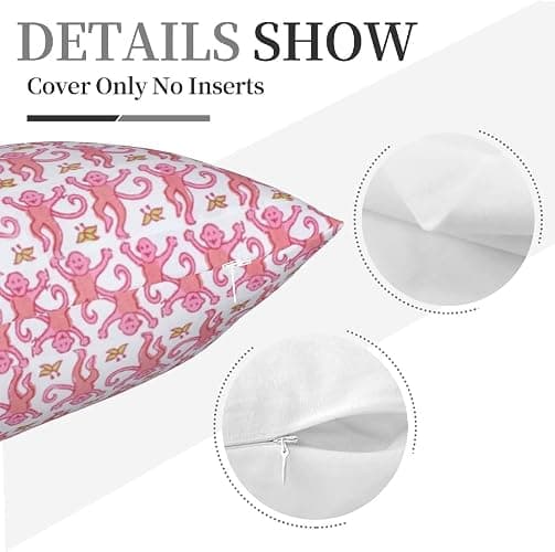 ZFENGYYUAN Pink Rabbit Monkeys Pillow Case Square Soft Pillowcase Throw Pillow Cover Home Decor for Living Room Sofa Car Cushion Cover 18''X 18'' thumbnail 5