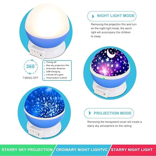Star Projector Night Light for Kids, Kid Night Light Projector with Glow in The Dark Stars, Nightlight for Kids Room Decor, Gifts for 3 4 5 6 Year Old Boys Birthday Toys Blue thumbnail 7
