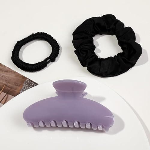 Luxury Hair Claw Clip for Women, Premium PC Material for Long-Term Use, 4.1 Inch Big Strong Hold No Slip Hair Clips for Thick or Thin Hair, Includes 2 Black Satin Scrunchies thumbnail 2