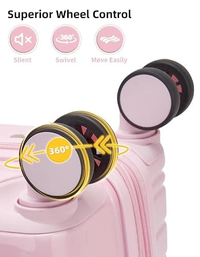 LARVENDER Carry On Luggage 22x14x9 Airline Approved, 20 Inch Expandable PC+ABS Hardside Carry On Luggage with Front Pocket Spinner Wheels TSA Lock for Women Men (Pink) thumbnail 9