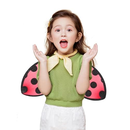 Abaodam Foldable Ladybug Wings for Kids Performance Mesh Cosplay Wing Red Costume Prop Portable Party Accessory for Girls Stage Play thumbnail 6