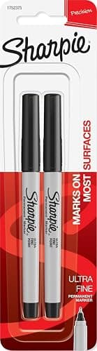 Sharpie Permanent Markers, Ultra Fine Point, Black, 2 Count - Home, School, Office Supplies - Image 1