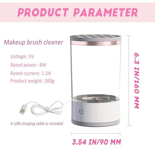 JIANGLAI Electric Makeup Brush Cleaner Machine, Automatic Spinning Cosmetic Brush Cleaner, Fits, Clear thumbnail 2
