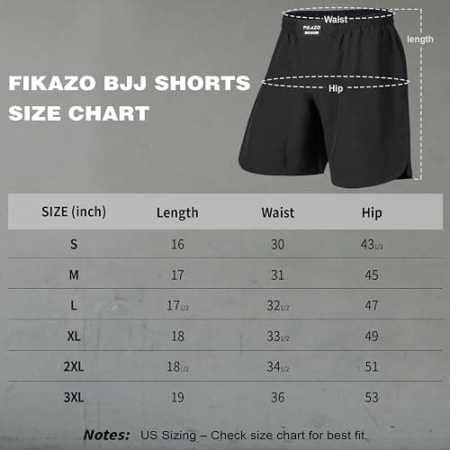 Fikazo MMA Shorts Men - No Gi BJJ Grappling Shorts for Muay Thai, Boxing, Fight，Wrestling & Combat Training thumbnail 6
