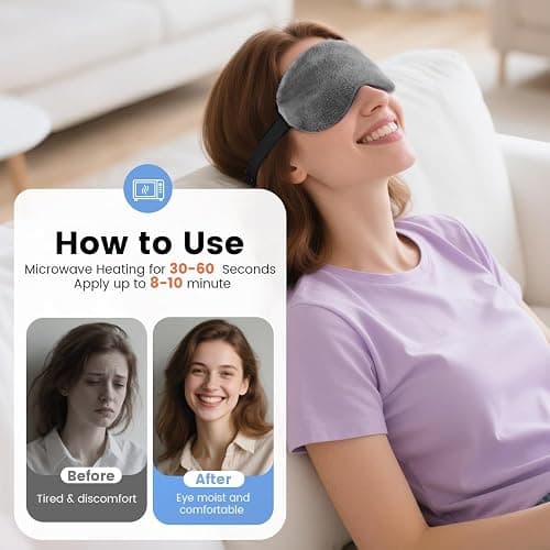 Microwave Heated Eye Mask, Steam Warm Compress for Dry Eyes, Work with Relieve, Blepharitis & Stye Treatment (Gray) thumbnail 6
