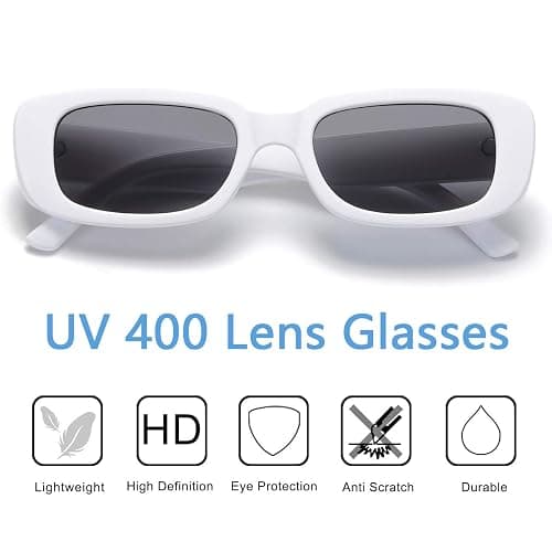 aisswzber Vintage Rectangle Sunglasses for Women Men 90s Fashion Narrow Square Frame Eyewear UV400 Protection thumbnail 4
