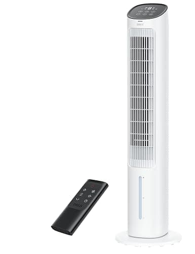 Dreo Tower Fan for Bedroom, 40" Evaporative Air Cooler, Cooling Fans That Blow Cold Air with 80° Oscillating, Removable Water Tank, 3 Modes 4-Speed, Remote Control, Quiet Floor Fan, 7H Timer，White - White - Image 1