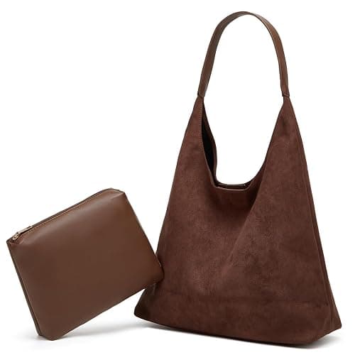 2 Pcs Slouchy Hobo Bags Women Suede Crescent Satchels Shoulder Bag Crossbody Purse Top-handle College Tote Handbag 2025 - Image 1