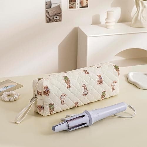 RSRSLEII Quilted Hair Tools Travel Bag with Bear Pattern, Hair Styling Accessories Storage Case for Curling Irons, Flat Irons and Styling Tools, Portable Travel Case(02Bear) thumbnail 4