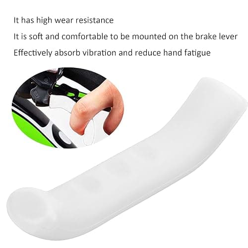 Kodrily Bike Brake Grips, 1 Pair Silicone Brake Lever Grip, Bicycle Brake Lever Protector Cover, Anti Slip Brake Handle Sleeve Covers for Road Mountain Bikes Cycling, White thumbnail 4