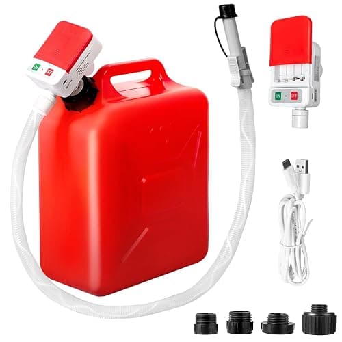 FEEDRON Automatic Fuel Transfer Pump with Auto-Stop, 51'' Extra Long Hose, 3.2 Gallon per Min, Battery or USB Powered, 4 Can Adapters, Fast and Safe Portable Gas Can Pump for Oil, Diesel,Gasoline. - Image 1
