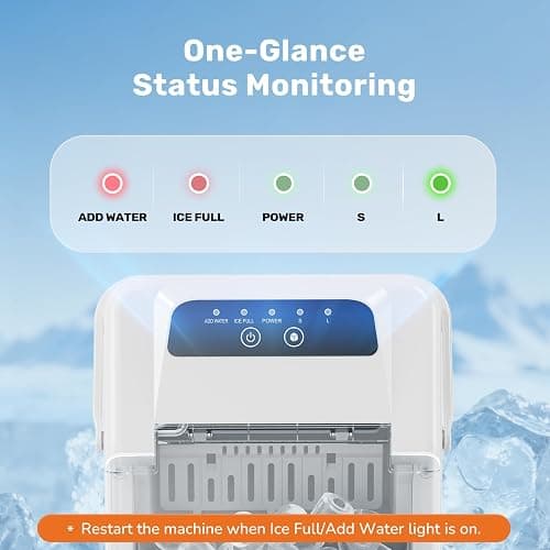 Sweetcrispy Countertop Ice Maker with Scoop, Basket and Handle, Portable Ice Machine 9 Cubes Ready in 6 Mins, 26.5lbs in 24Hrs, 2 Sizes for Home Kitchen Office Bar Party thumbnail 6