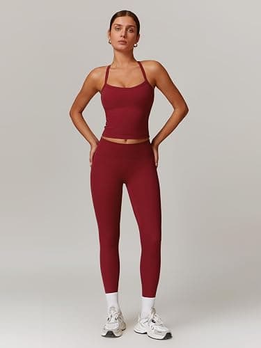 OMEWEE Women's Yoga Outfits Backless Strappy Sports Bra and Seamless Leggings Matching Active Jogger Outfits thumbnail 2