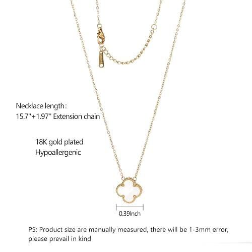 POLYREAL Lucky Clover Necklace For Women Girls, 18K Gold Plated Cute Fashion Simple Girls Titanium Steel Hypoallergenic Pendant thumbnail 2