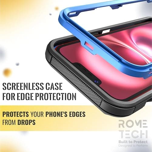 Designed for iPhone 16e Case with Belt Clip Holster & Kickstand, Screenless Dual-Layer Shockproof Phone Case - Black & Blue thumbnail 4