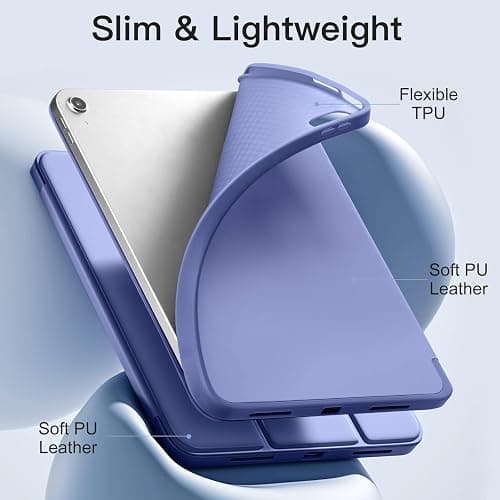 Akkerds Compatible with iPad (A16) 11th Generation Case 11 Inch 2025, for iPad 10th Generation Case 10.9 Inch 2022 with Pencil Holder, Slim Trifold Stand Protective Cover with Soft TPU Back,BluePurple thumbnail 5