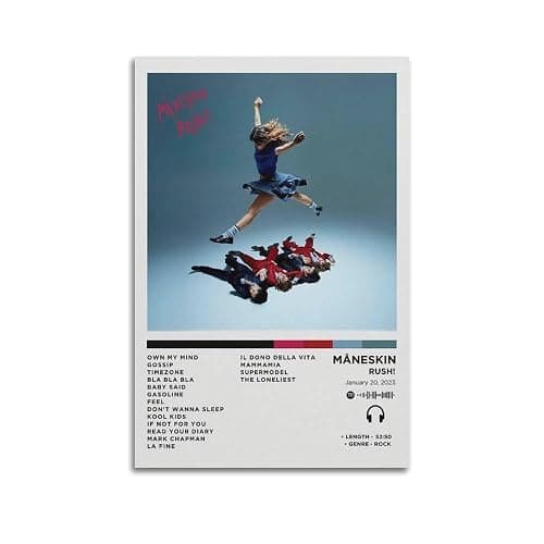 Måneskin Album Rush! Poster, Wandkunst, Leinwand, ästhetisches Vintage-Poster, dekoratives Gemälde, Wohnzimmer, Schlafzimmer, Dekoration, 30 x 45 cm, ungerahmter Stil - Image 1