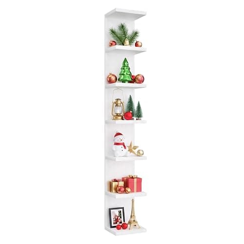 SADIELIFE 7 Tier Wall Shelf Unit & Lack Shelf, Versatile Floating Shelves for Wall, Bedroom Book Shelf, Vanity Display Shelves, Tall Decorative Shelving Unit, Long Shelves for Storage White - Image 1