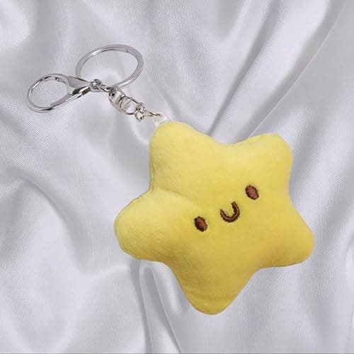 TVRTFQ Stocking Stuffers, 2 Pieces Cute Star Plush Keychains Cure Squeaky Doll Kawaii Backpack Pendant Girly Heart Little Stars Car Keychain Birthday Gifts for Friend, Christmas Gifts thumbnail 8