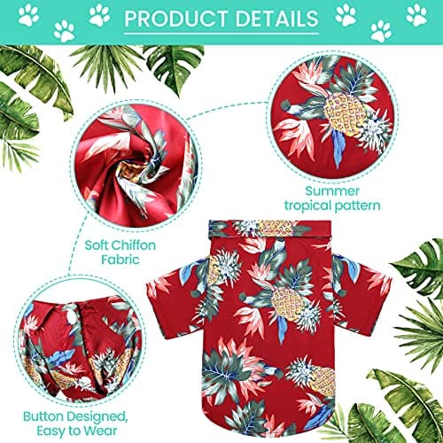 Weewooday 4 Pieces Small Pet Summer T-Shirts Hawaii Style Floral Pet Dog Shirt Breathable Cool Clothes Beach Seaside Puppy Sweatshirt for Puppy(Cute Style,Small) thumbnail 2