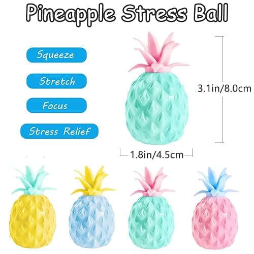 4 Pcs Pineapple Stress Ball, Fidget Toys Ball for Pressure Release Party Gifts,Stress Relief for Kids & Adult Tricky Funny Squeeze Toy (Random Color) thumbnail 3