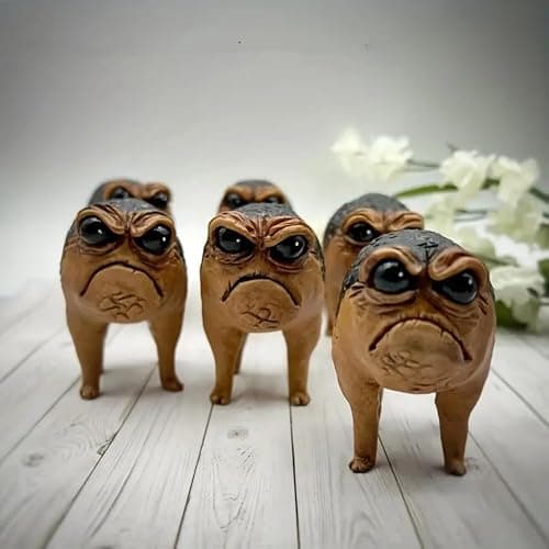 RIBJSHE Weird Queer Grumpy Frog Statue Ugly Angry Toad Statue Outdoor Garden Plant Decorations for Pots Novelty Home Office Desktop Decor Sculpture Unique Wierd Gift thumbnail 5