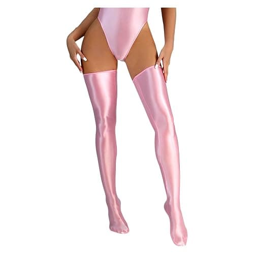 Men's Sissy High Over Knee Glossy Oil Shiny Stocking, Femboy Thigh High Stockings, for Cross-dressing thumbnail 2