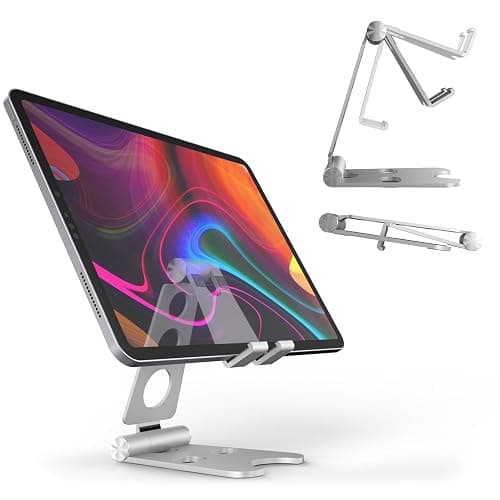 Kado Aluminum Alloy Tablet Stand for Portable Monitor, Foldable iPad Stand Holder Adjustable, Computer Office Desk Accessories for Kindle, Switch, iPad Pro/Air/Mini, iPhone Pro/Max/Plus - Image 1