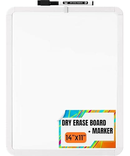 Mr. Pen- Dry Erase Board, 14” x 11” with a Black Dry Erase Marker, Small Mini White Board for Students, White Frame, Includes Double Sided Tapes - Image 1
