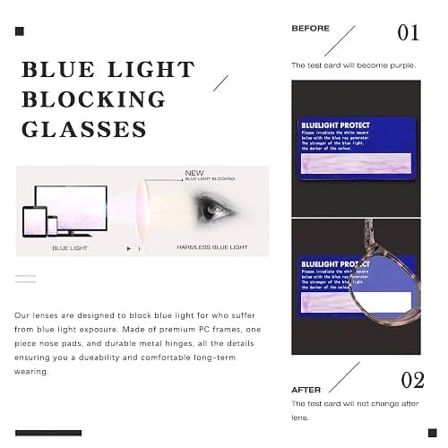 FONHCOO Blue Light Blocking Glasses Women Men Computer Eyeglasses,TR90 Fashion Round Transparent Anti Blue Light Glasses with Anti Eyestrain & UV Glare for Gaming & Reading (Tortoise) thumbnail 7