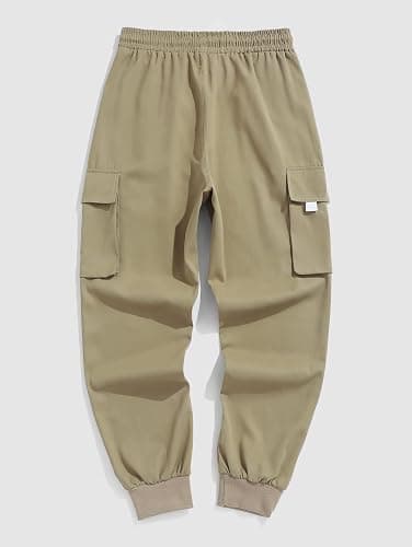 Men Techwear Cargo Joggers Flap Pocket Elastic Drawstring Waist Pants thumbnail 6