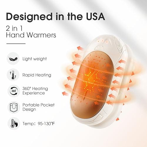 AI Hand Warmers Rechargeable 2 Pack, AI Smart Chips Electric Hand Warmers, 20Hrs Long Safe Heat, Portable Pocket Heater, Gifts for Christmas, Outdoor, Hunting, Golf, Camping Accessories thumbnail 2
