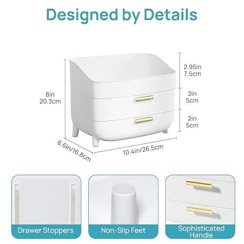 Vtopmart 3-Tier Skincare Makeup Organizer with Drawers for Vanity and Bathroom Countertop, Large Cosmetic Storage Box Case for Dresser, with Non-Slip Base thumbnail 2