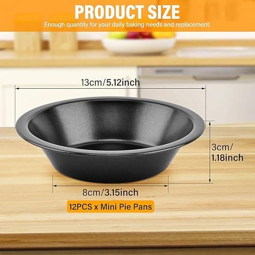 12 Pack 5 inch Mini Pie Pans Reusable Small Round Pie Pans Carbon Steel for Baking Cake Bread Meat Dessert Fruit Pumpkin Pies Egg Tart thumbnail 3