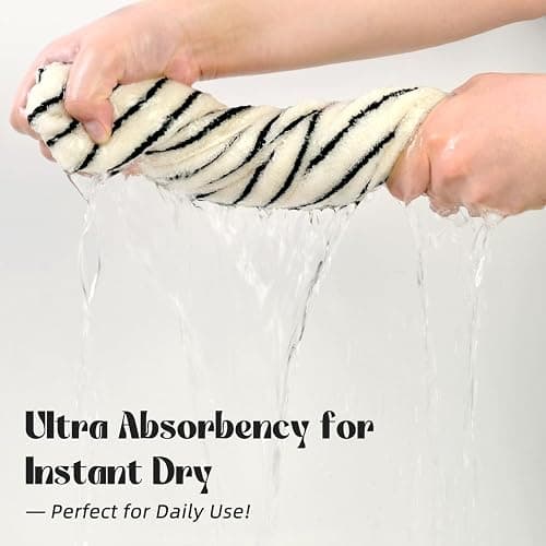 Hand Towels 4 Pack, Cotton Face Towels for Bathroom & Spa Days, Decorative Black Stripes for Kitchen Decor, 14” x 29” thumbnail 7