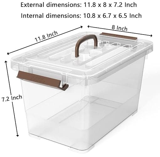 WYT 6-Pack Clear 7 Quart Storage Latch Box/Bins, Plastic Stackable Latching Box with Brown Handle and Lid, Multi-Purpose, 7 Litre thumbnail 3