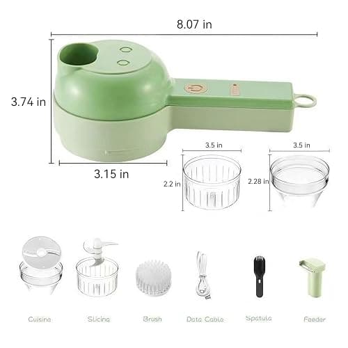 5-in-1 Wireless Electric Vegetable Chopper, Multi-Function Food Processor | Multi-function, Chopping Slicing Grating Whipping, Food Grade, with Cleaning Brush, for Garlic Onion Meat Vegetables thumbnail 3