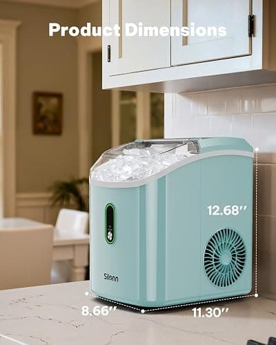 Silonn Nugget Ice Maker Countertop, Pellet Ice Machine with Self-Cleaning Function, Sonic Ice Maker Produces 33lbs of Chewable Ice in 24 Hours, Ideal for Home Kitchen and Office (Green) thumbnail 3