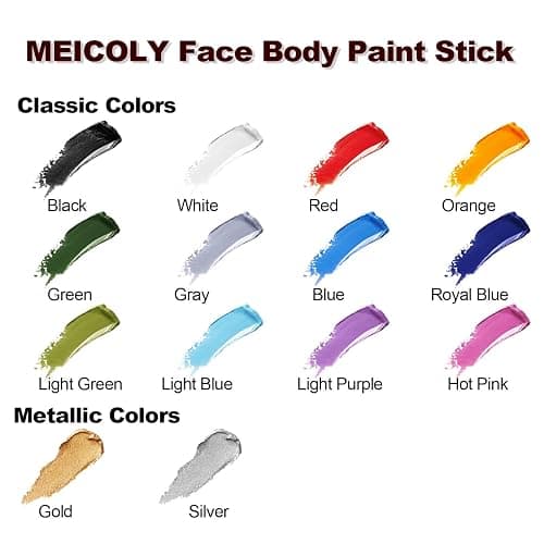 MEICOLY Clown White Face Body Paint Stick(1.06 Oz),Foundation Cream Makeup,Face Paint for Halloween Joker Zombie Vampire Skeleton Skull Special Effects Mime Makeup,White Eye Black Stick for Sports thumbnail 6