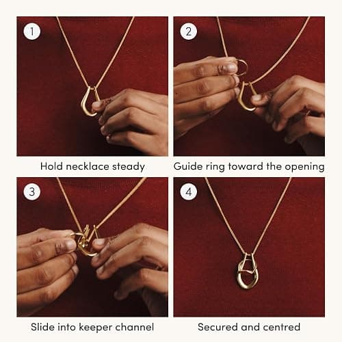 Pixie Wing Vesta Ring Keeper Necklace, 18k Gold-Plated Engagement Ring Holder for Women (17.7" chain with 4'' extender) thumbnail 3