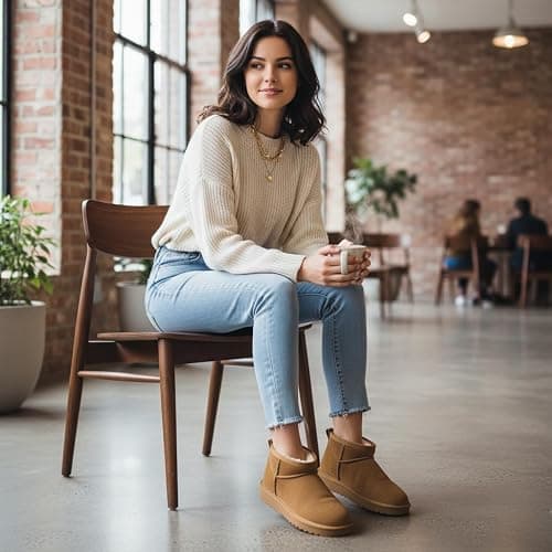 CUSHIONAIRE Hip 2 Genuine Suede Ankle Boots for Women, Cozy Faux Shearling Lining Pull On Winter Womens Boots thumbnail 2