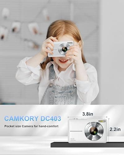 CAMKORY Digital Camera, 44MP Kids Camera with 16X Zoom, FHD 1080P Video, White thumbnail 3