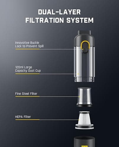 Fanttik Slim V8 Mate Cordless Car Vacuum Suction Power 12000Pa, Portable Mini Vacuum with Flexible Hose and Pet Brush, Type-C Charge, Portable for Car, Office Desk, Keyboards, Gray thumbnail 9