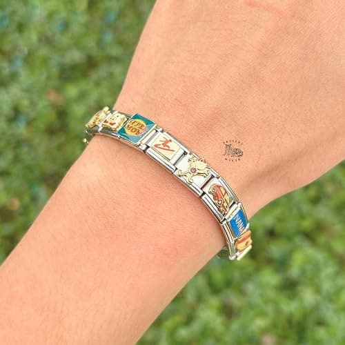 Present Realm Italian Charm Bracelet - Mystery Assorted Vintage with 18 Unique Italian Charms, Silver Assembled Set of 1 Full Bracelet thumbnail 5