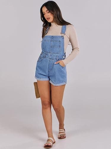 ANRABESS Overalls for Women Denim Shorts Overalls 2026 Summer Casual Loose Fit Adjustable Rompers Jean jumpsuit Bib Shortalls thumbnail 6