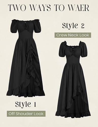 Scarlet Darkness Renaissance Dress Women Cottagecore Corset Dress Ruffle Maxi Dress with Pockets thumbnail 3